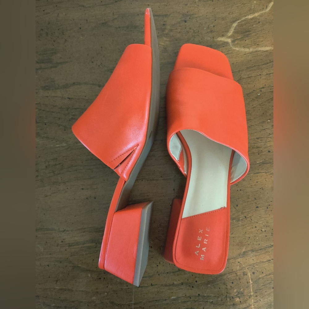 Alex Marie Size 9 Women Red Prianna Square Toe Slides